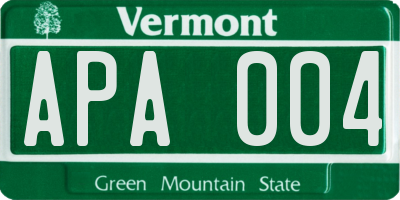 VT license plate APA004