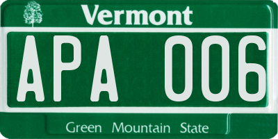 VT license plate APA006