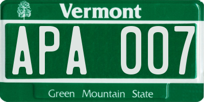 VT license plate APA007