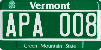 VT license plate APA008