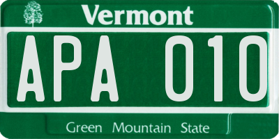VT license plate APA010