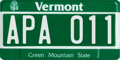 VT license plate APA011