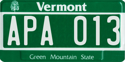 VT license plate APA013