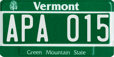 VT license plate APA015