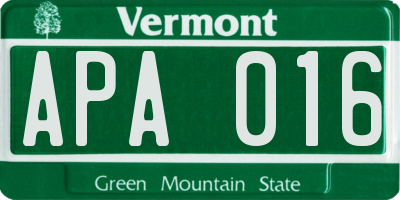 VT license plate APA016