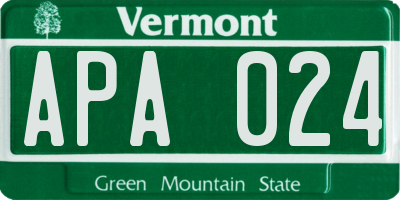 VT license plate APA024