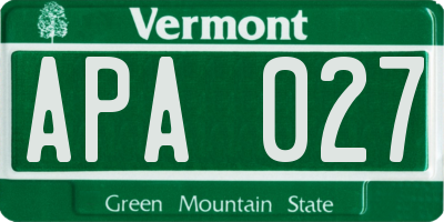 VT license plate APA027
