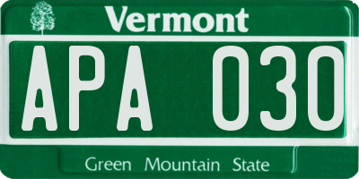 VT license plate APA030
