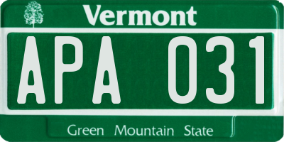 VT license plate APA031