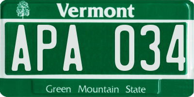 VT license plate APA034