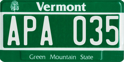 VT license plate APA035