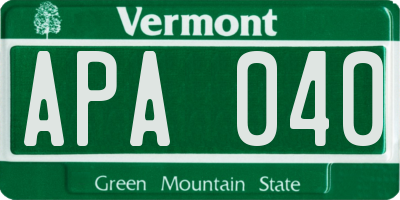 VT license plate APA040