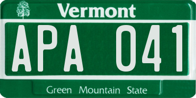 VT license plate APA041
