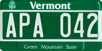 VT license plate APA042