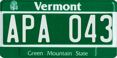 VT license plate APA043