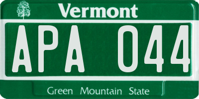 VT license plate APA044