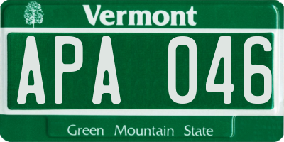 VT license plate APA046