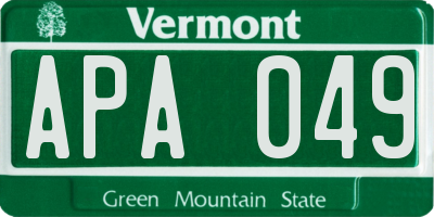 VT license plate APA049
