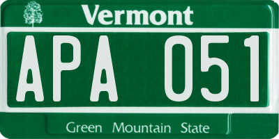 VT license plate APA051