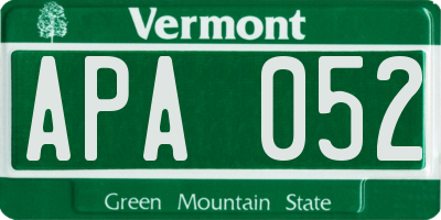 VT license plate APA052
