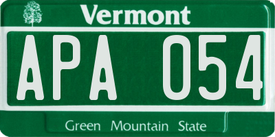 VT license plate APA054
