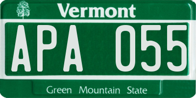VT license plate APA055