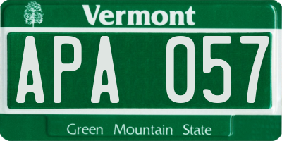 VT license plate APA057