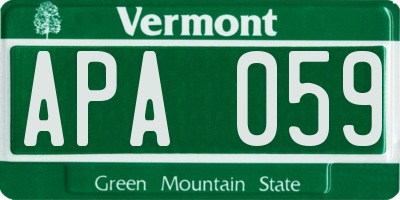VT license plate APA059