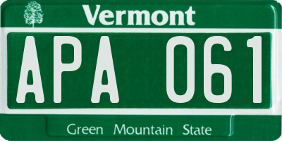 VT license plate APA061