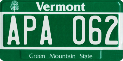 VT license plate APA062