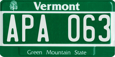 VT license plate APA063
