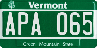 VT license plate APA065