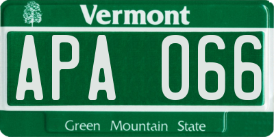 VT license plate APA066
