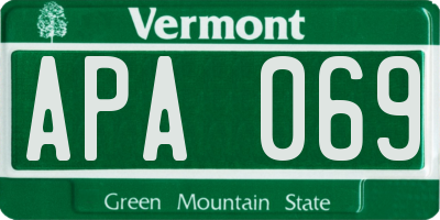 VT license plate APA069