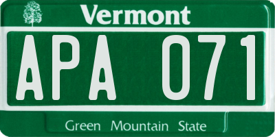 VT license plate APA071