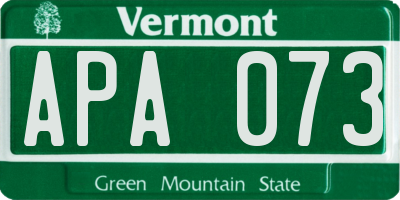 VT license plate APA073