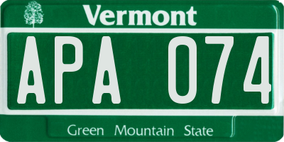 VT license plate APA074
