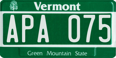 VT license plate APA075
