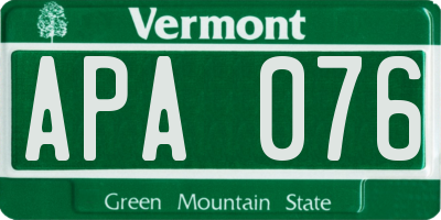 VT license plate APA076