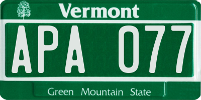 VT license plate APA077