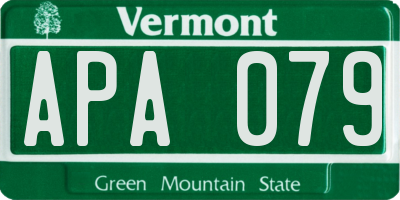 VT license plate APA079