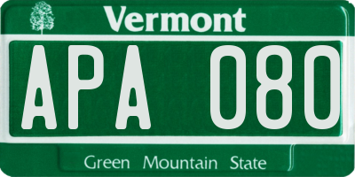 VT license plate APA080