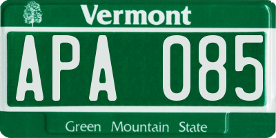 VT license plate APA085