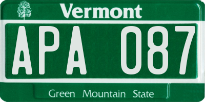 VT license plate APA087