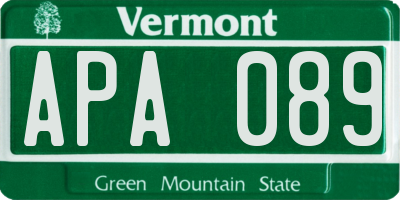 VT license plate APA089