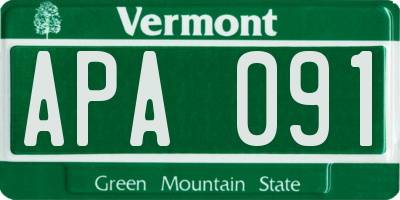 VT license plate APA091
