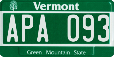 VT license plate APA093