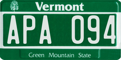 VT license plate APA094