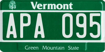 VT license plate APA095