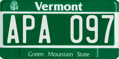 VT license plate APA097